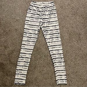 One Size Music Note Leggings Black And White Music Festival Rave EDC